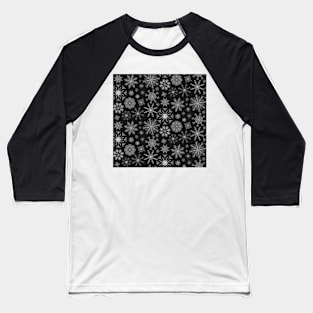 Snowflake Pattern on Black Baseball T-Shirt